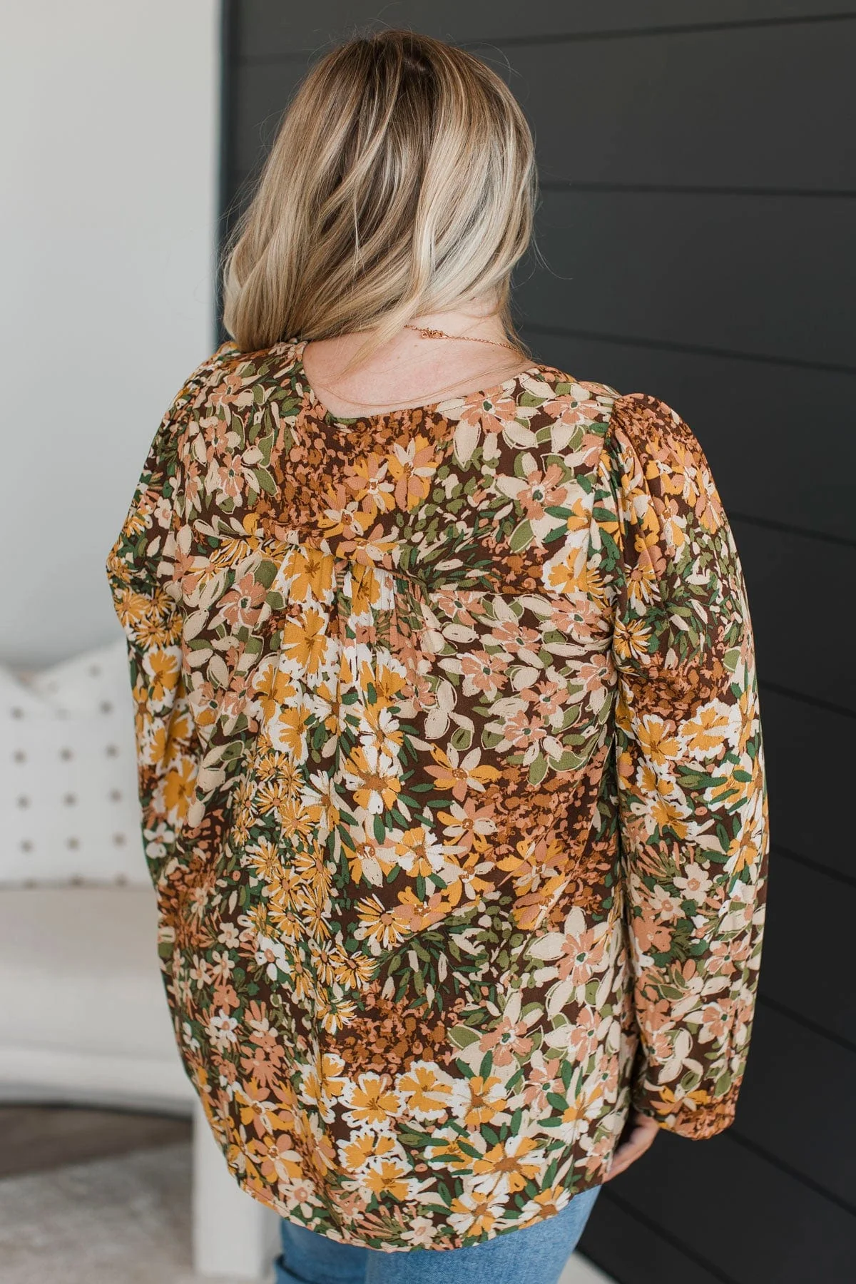 In The Meadow Floral Blouse- Brown & Mustard - Image 7