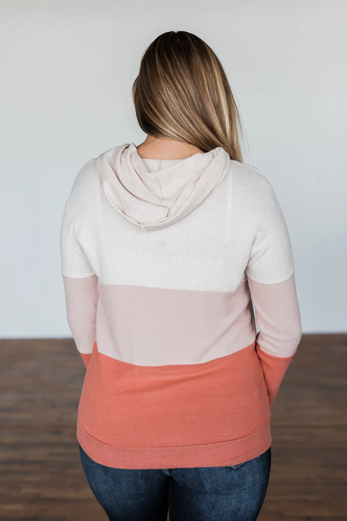 In The Moment Color Block Hoodie- Shades of Blush - Image 15