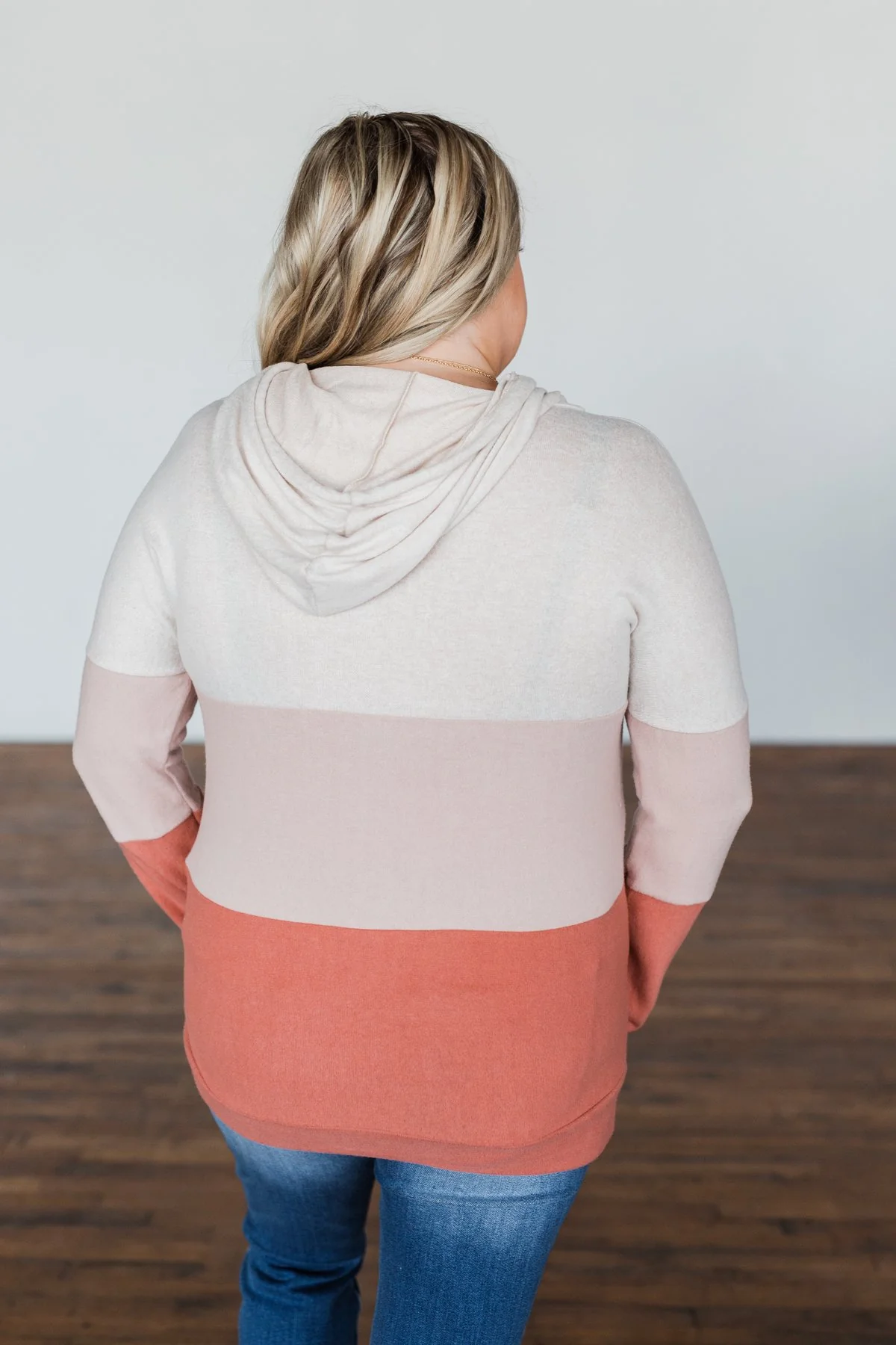 In The Moment Color Block Hoodie- Shades of Blush - Image 16