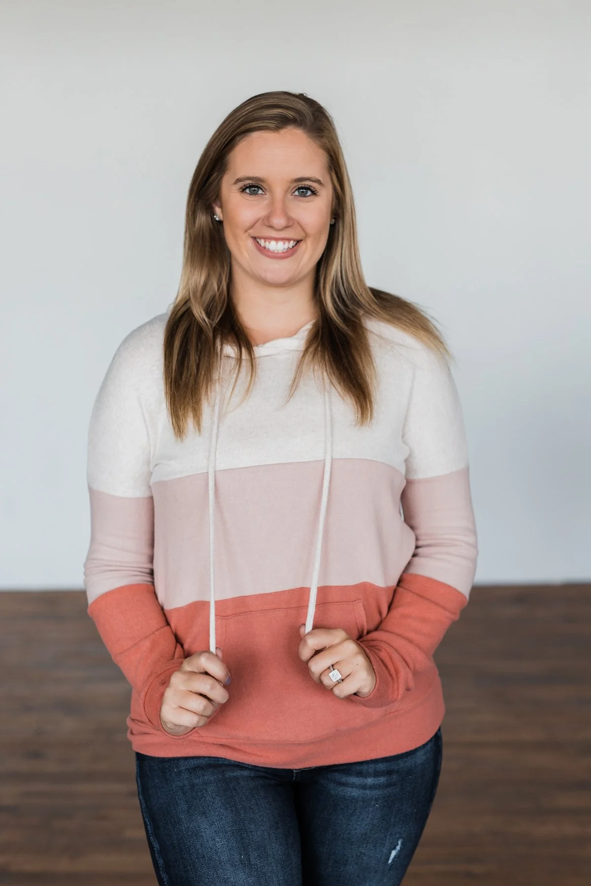 In The Moment Color Block Hoodie- Shades of Blush - Image 6