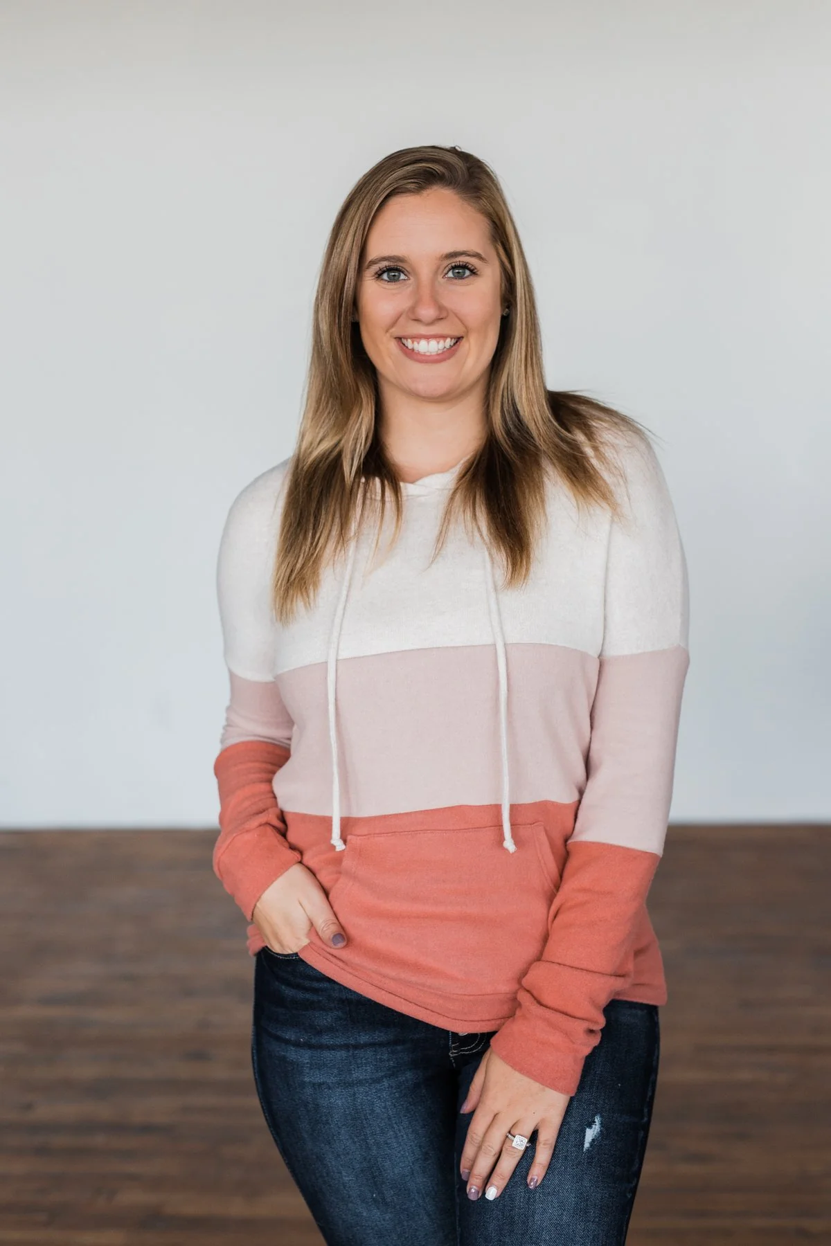 In The Moment Color Block Hoodie- Shades of Blush - Image 9