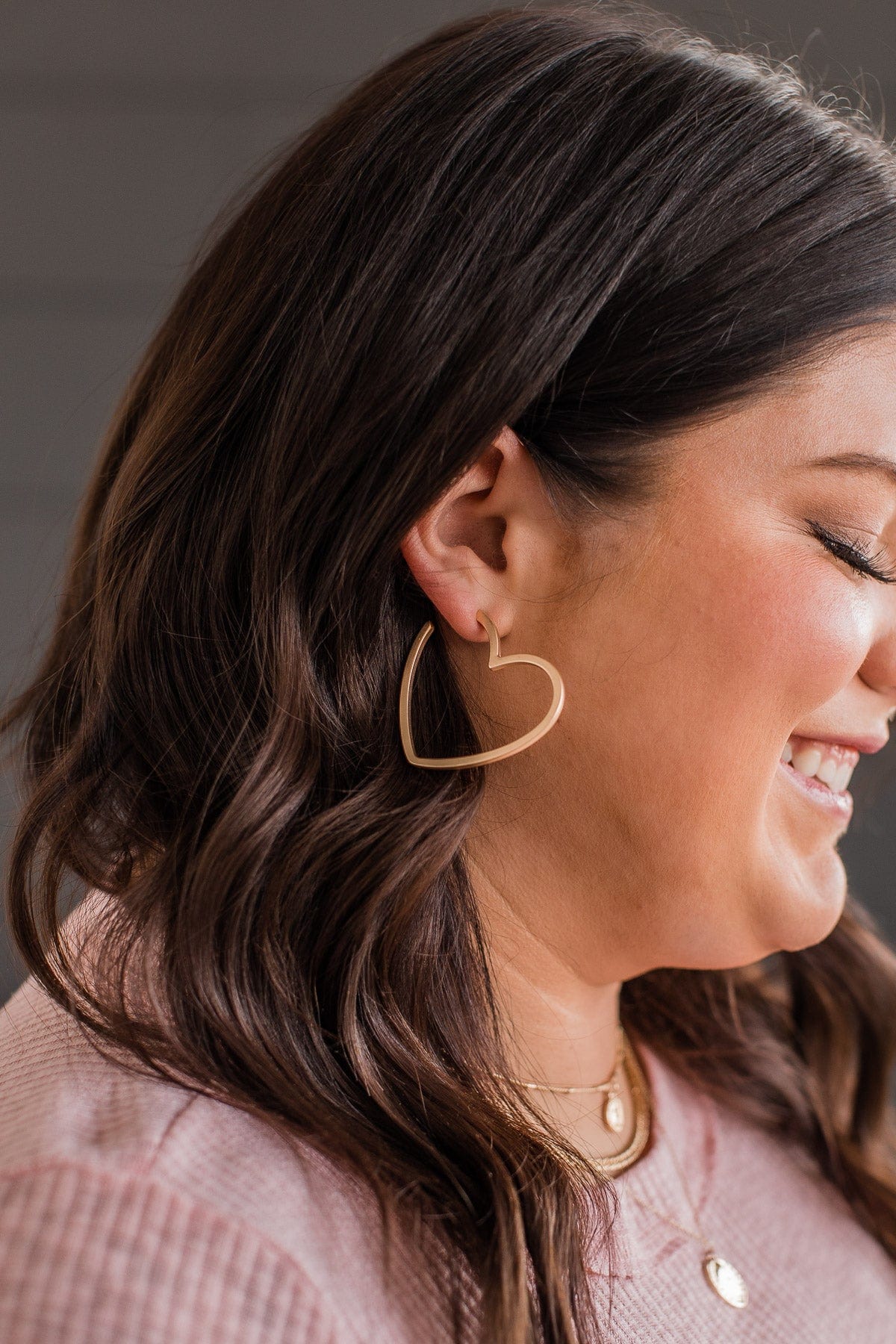 In The Name Of Love Dangle Heart Earrings- Gold