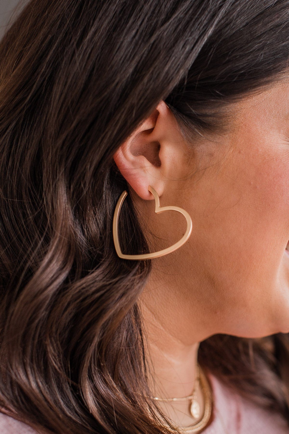In The Name Of Love Dangle Heart Earrings- Gold - Image 2