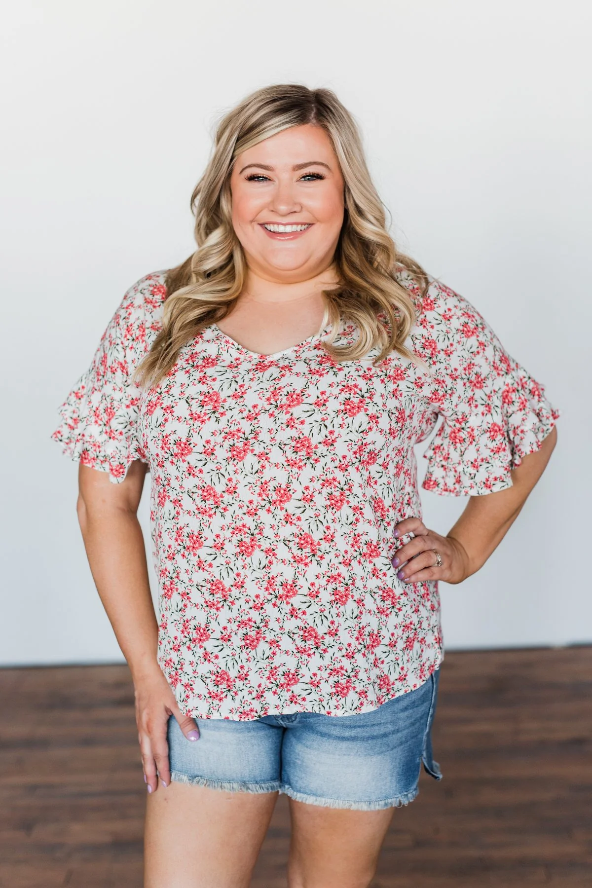 In The Sunshine Floral Ruffle Top- Ivory - Image 2