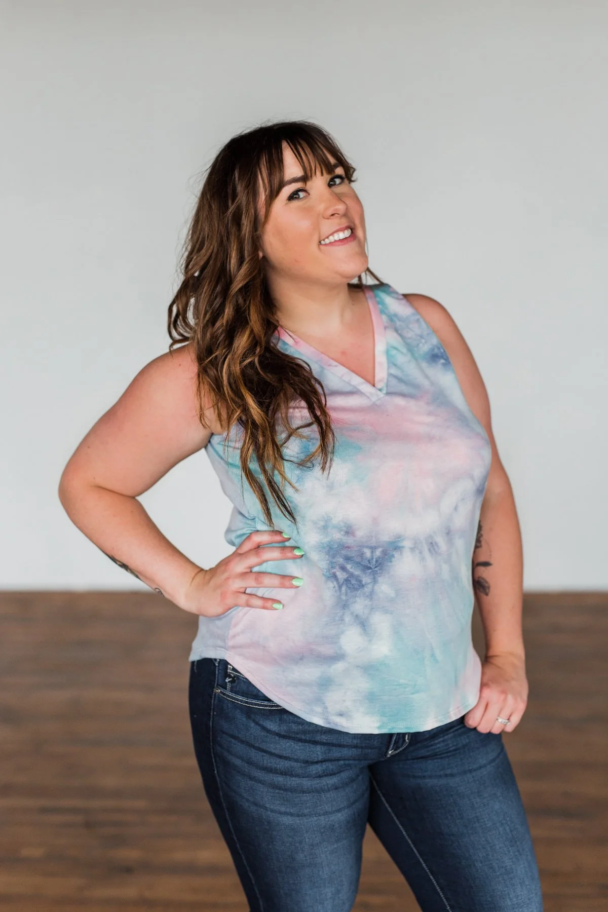 In With The New Tie Dye Tank Top- Blue, Purple, Pink - Image 10