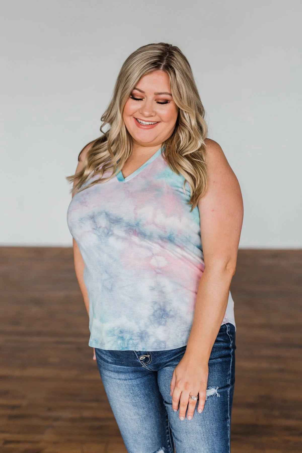 In With The New Tie Dye Tank Top- Blue, Purple, Pink - Image 11