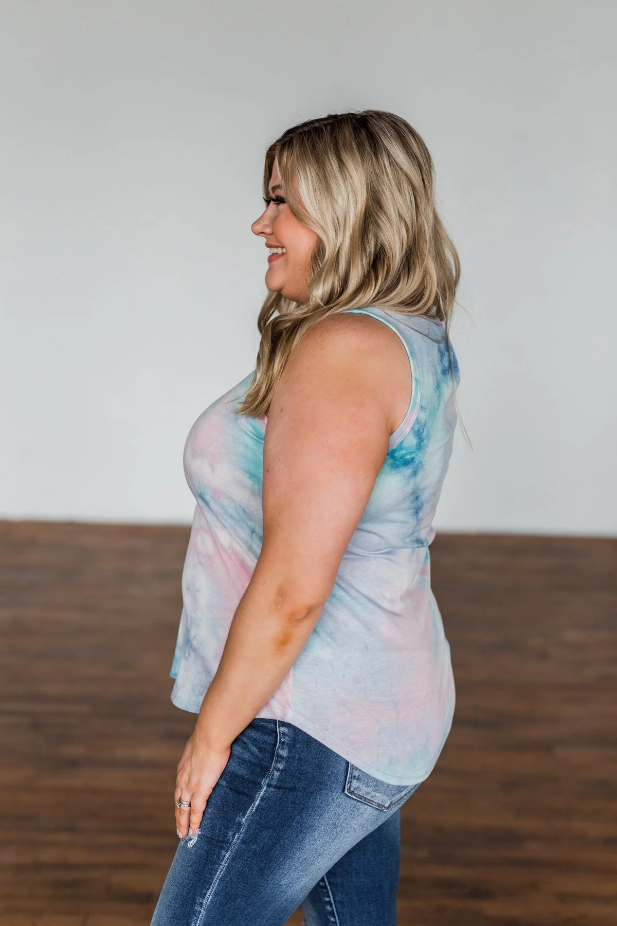 In With The New Tie Dye Tank Top- Blue, Purple, Pink - Image 13