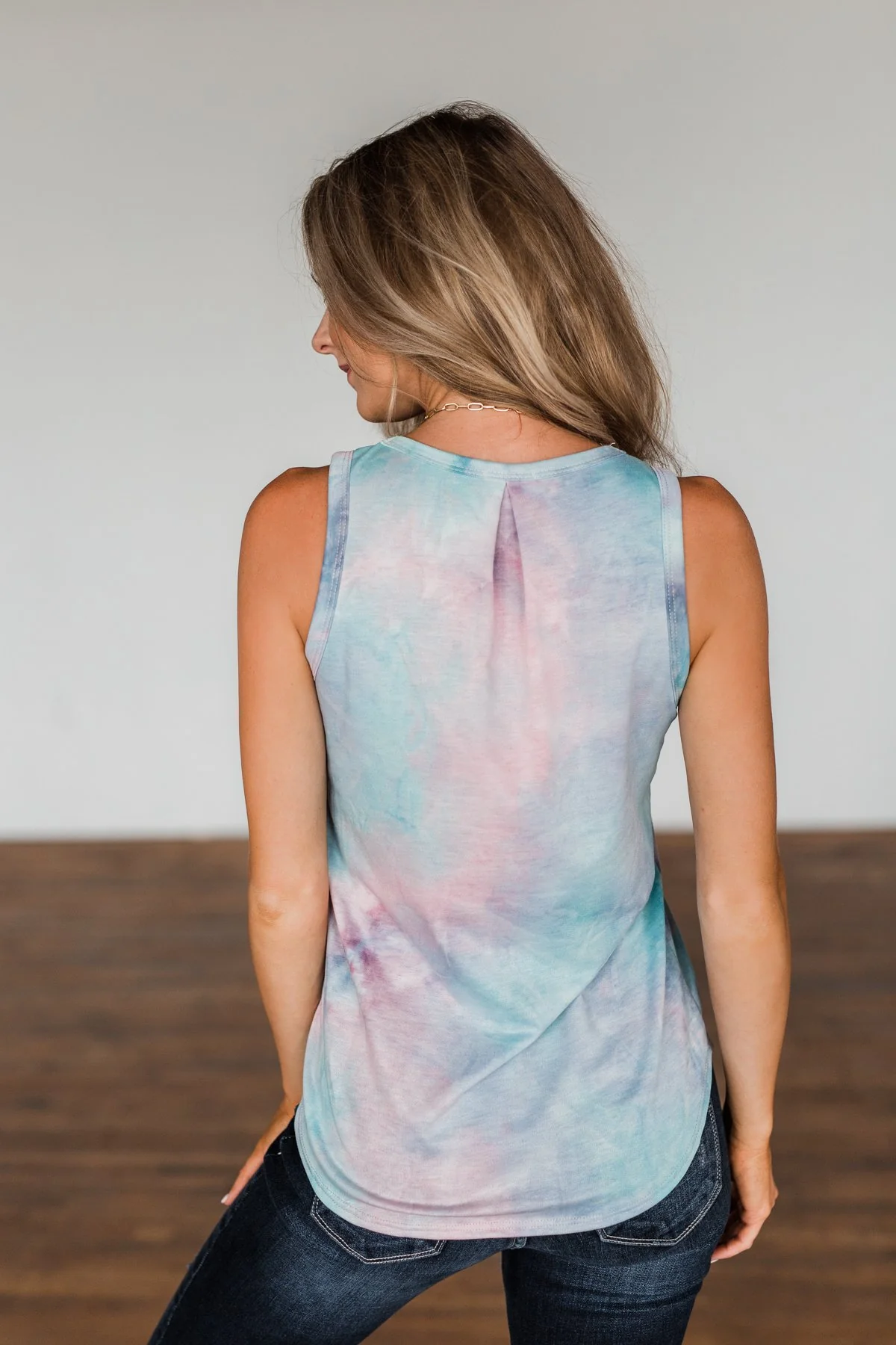 In With The New Tie Dye Tank Top- Blue, Purple, Pink - Image 15