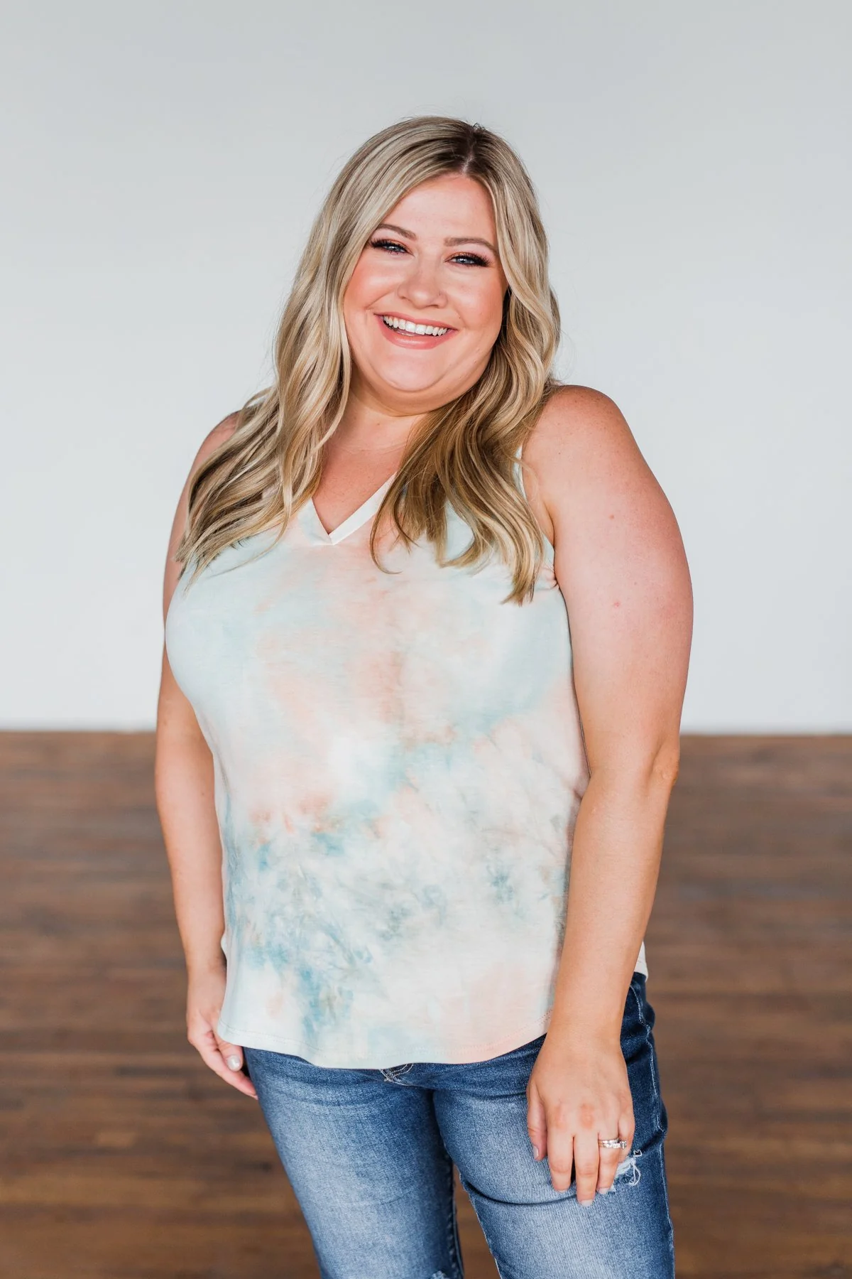In With The New Tie Dye Tank Top- Orange & Blue - Image 9