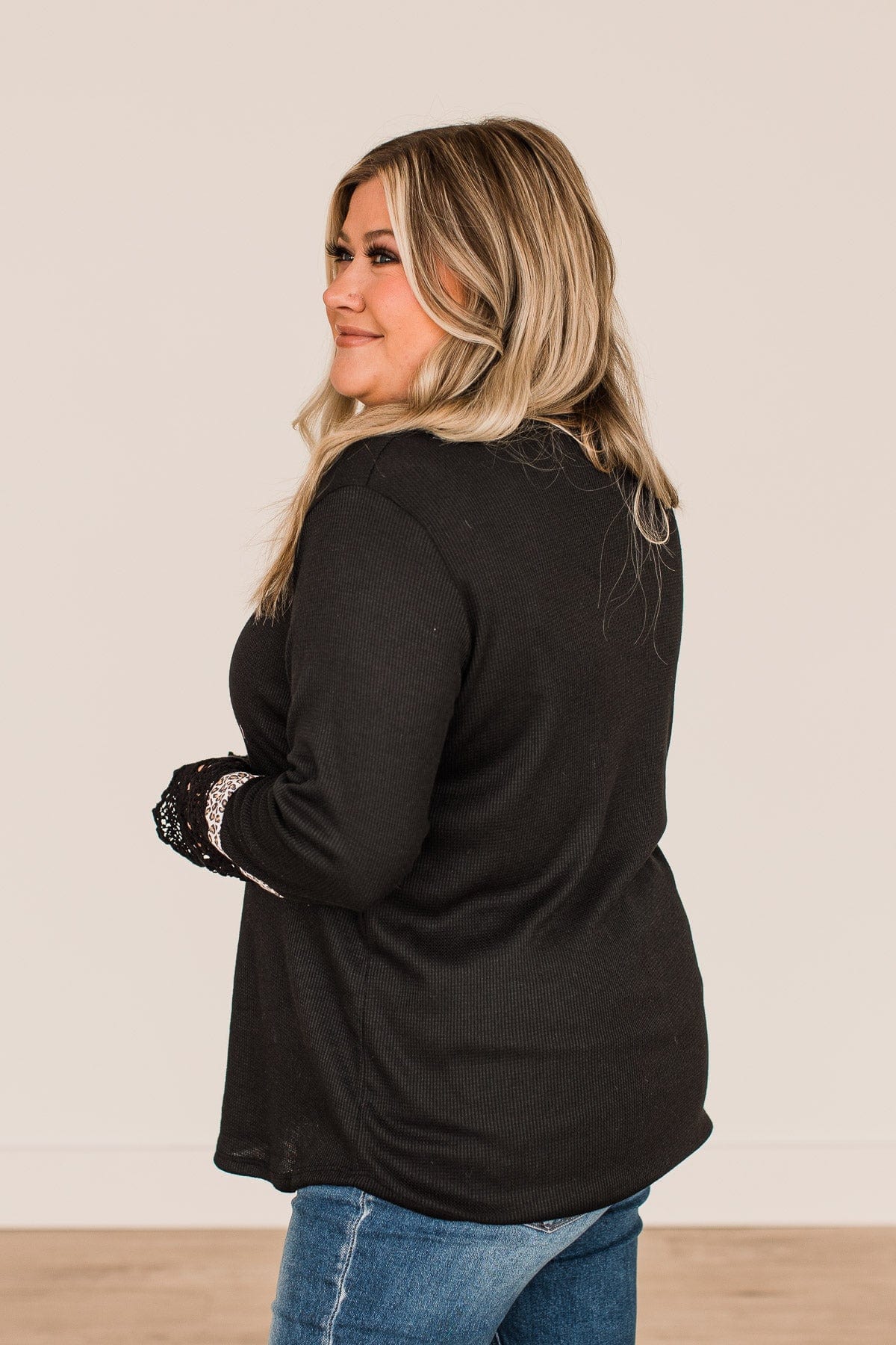 In Your Sights Long Sleeve Knit Top- Black - Image 8