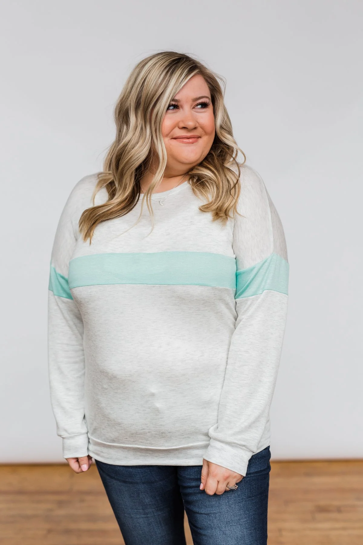 Including You & Me Long Sleeve Top- Mint - Image 6