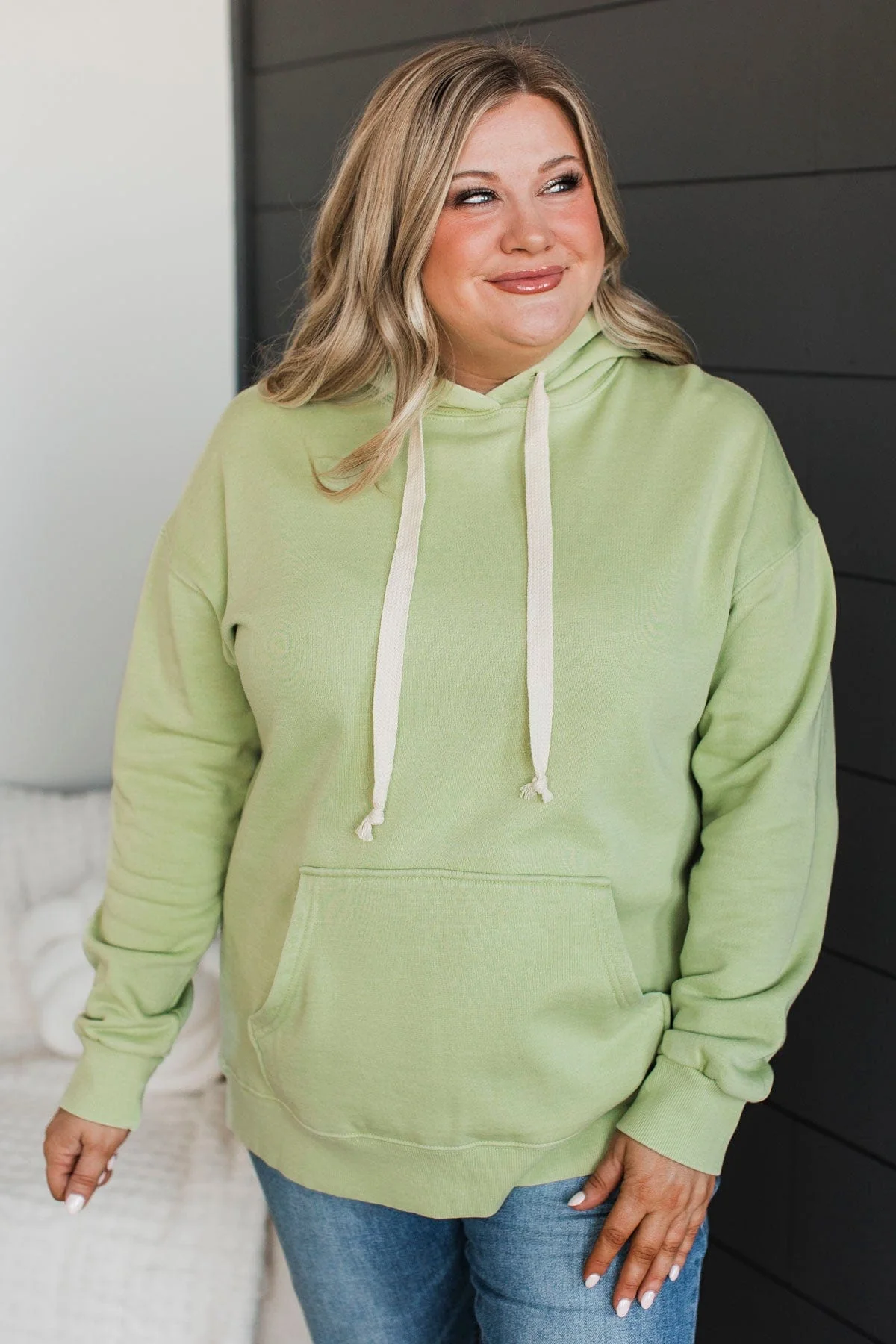 Incredible Devotion Drawstring Hoodie- Spring Green - Image 2