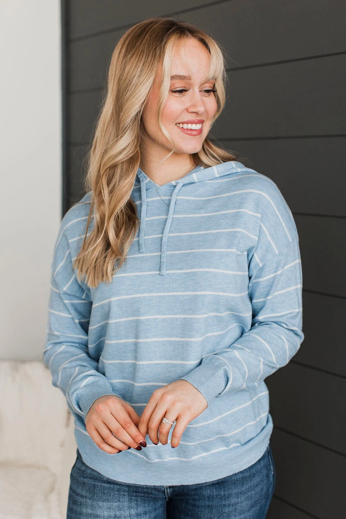 Incredible Memories Hooded Knit Top- Light Blue - Image 4