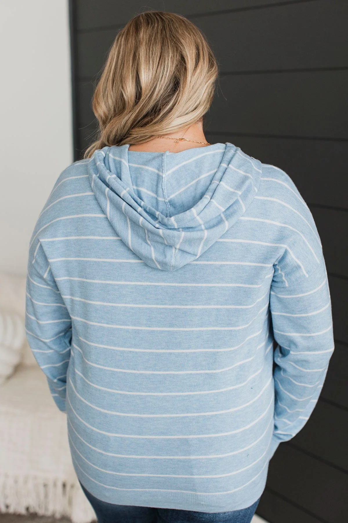 Incredible Memories Hooded Knit Top- Light Blue - Image 7