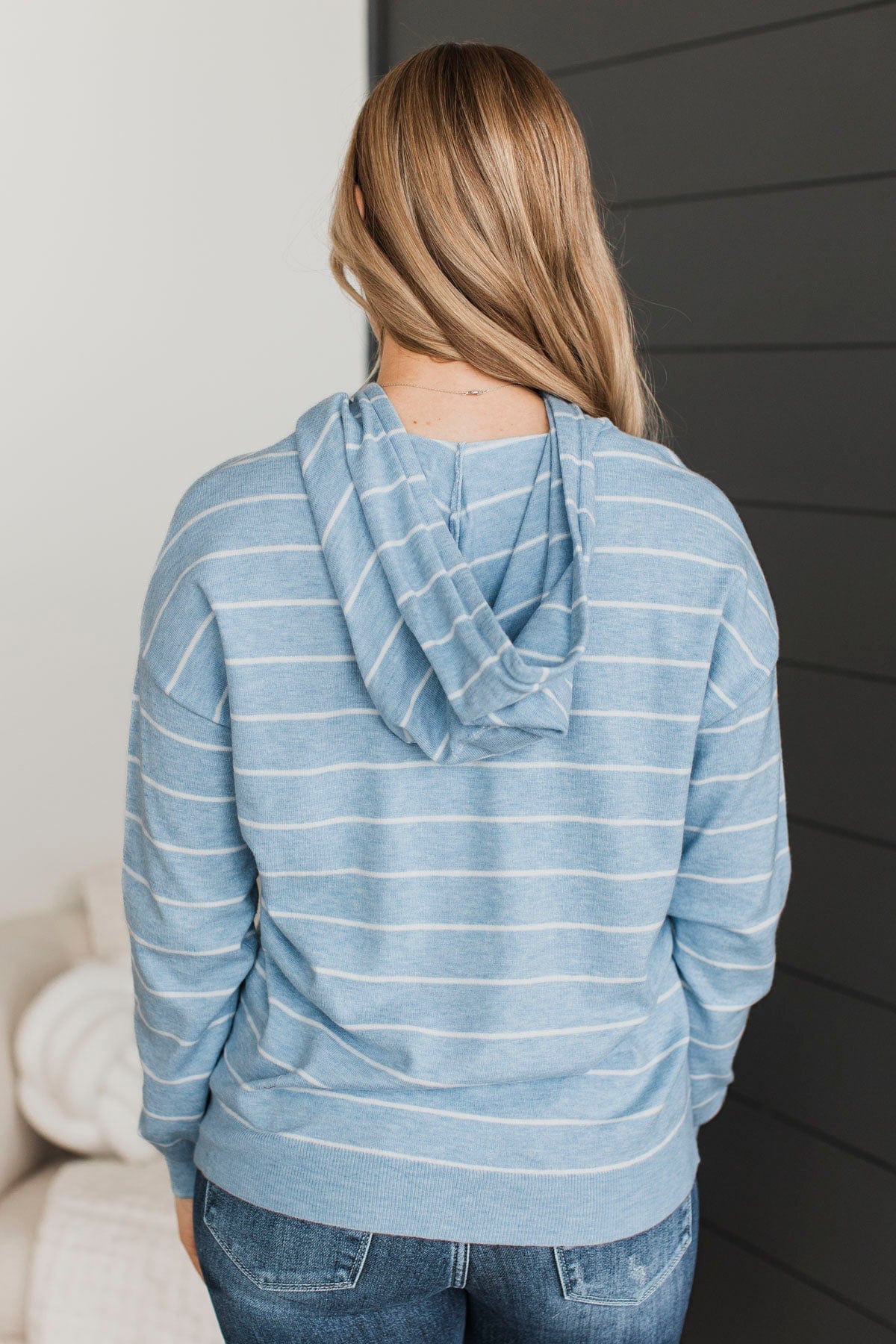 Incredible Memories Hooded Knit Top- Light Blue - Image 8