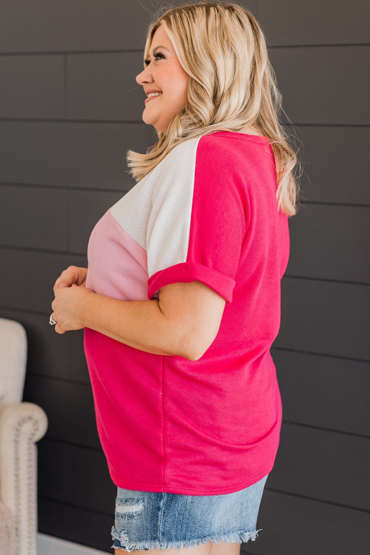Incredible Sights Knit Top- Off-White & Hot Pink - Image 6
