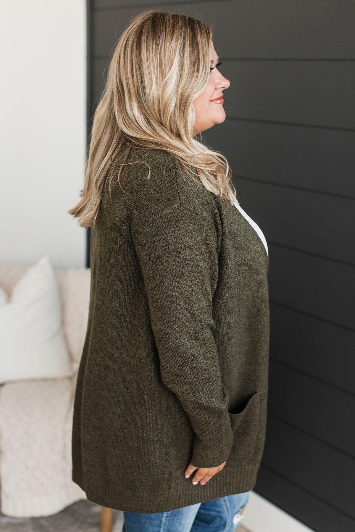 Incredibly Cool Knit Cardigan- Dark Olive - Image 5