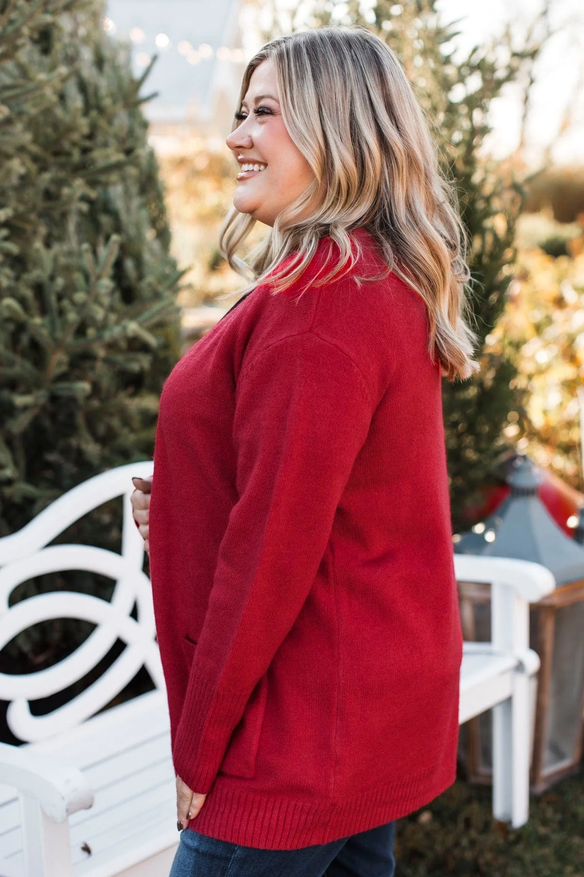 Incredibly Cool Knit Cardigan- Holiday Red - Image 7