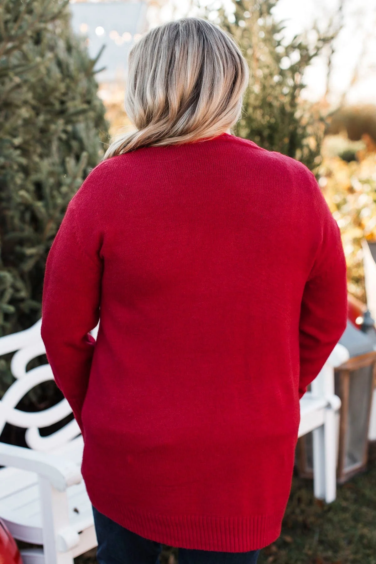 Incredibly Cool Knit Cardigan- Holiday Red - Image 9