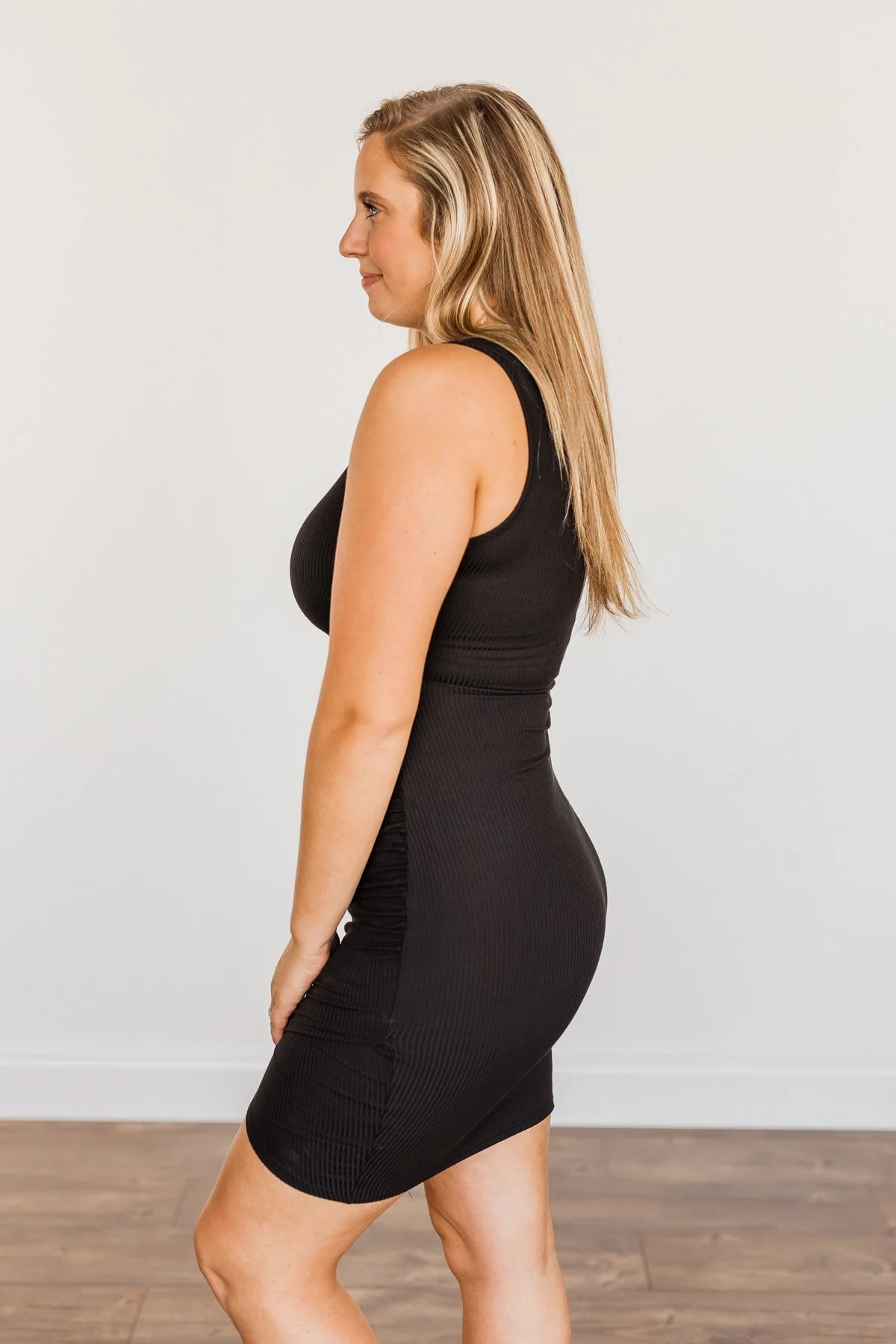 Independent Woman Ribbed Knit Dress- Black - Image 11