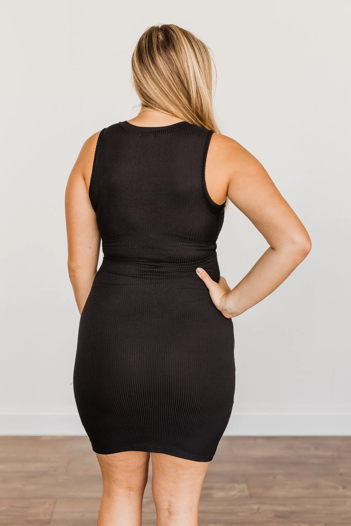 Independent Woman Ribbed Knit Dress- Black - Image 13