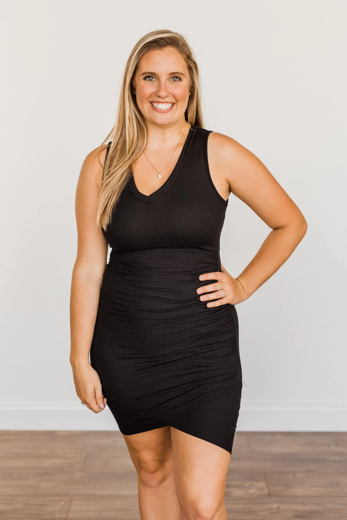 Independent Woman Ribbed Knit Dress- Black - Image 4