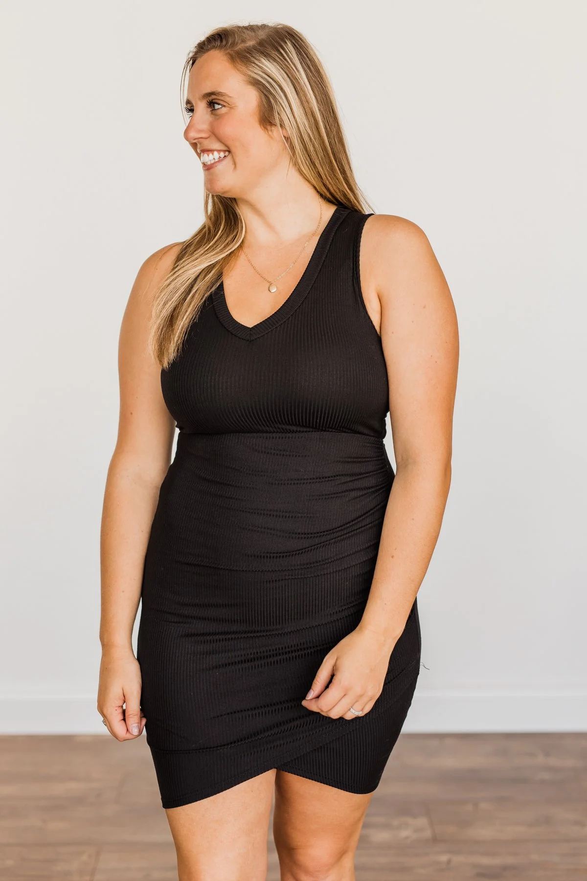 Independent Woman Ribbed Knit Dress- Black - Image 7