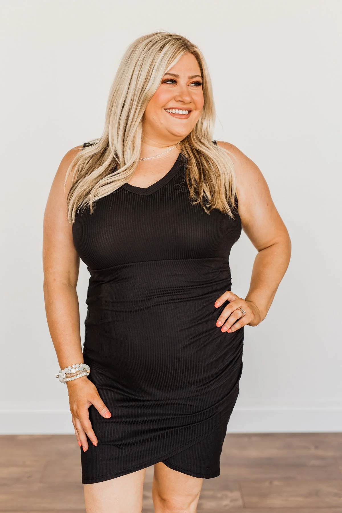 Independent Woman Ribbed Knit Dress- Black - Image 8
