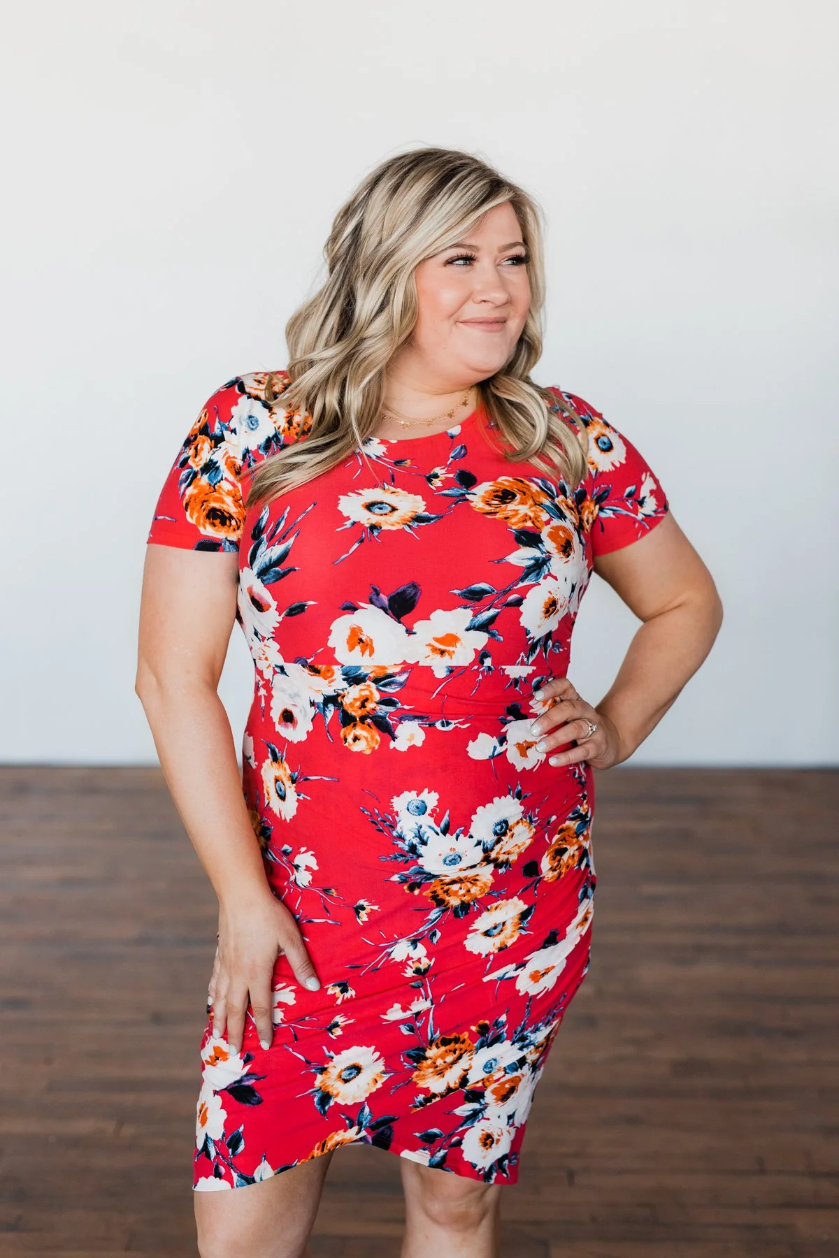 Infatuated By You Floral Cinched Dress- Deep Coral - Image 6