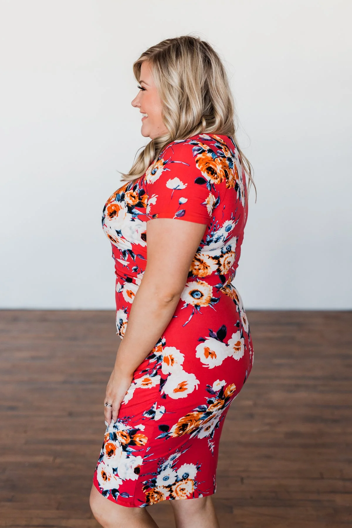 Infatuated By You Floral Cinched Dress- Deep Coral - Image 8