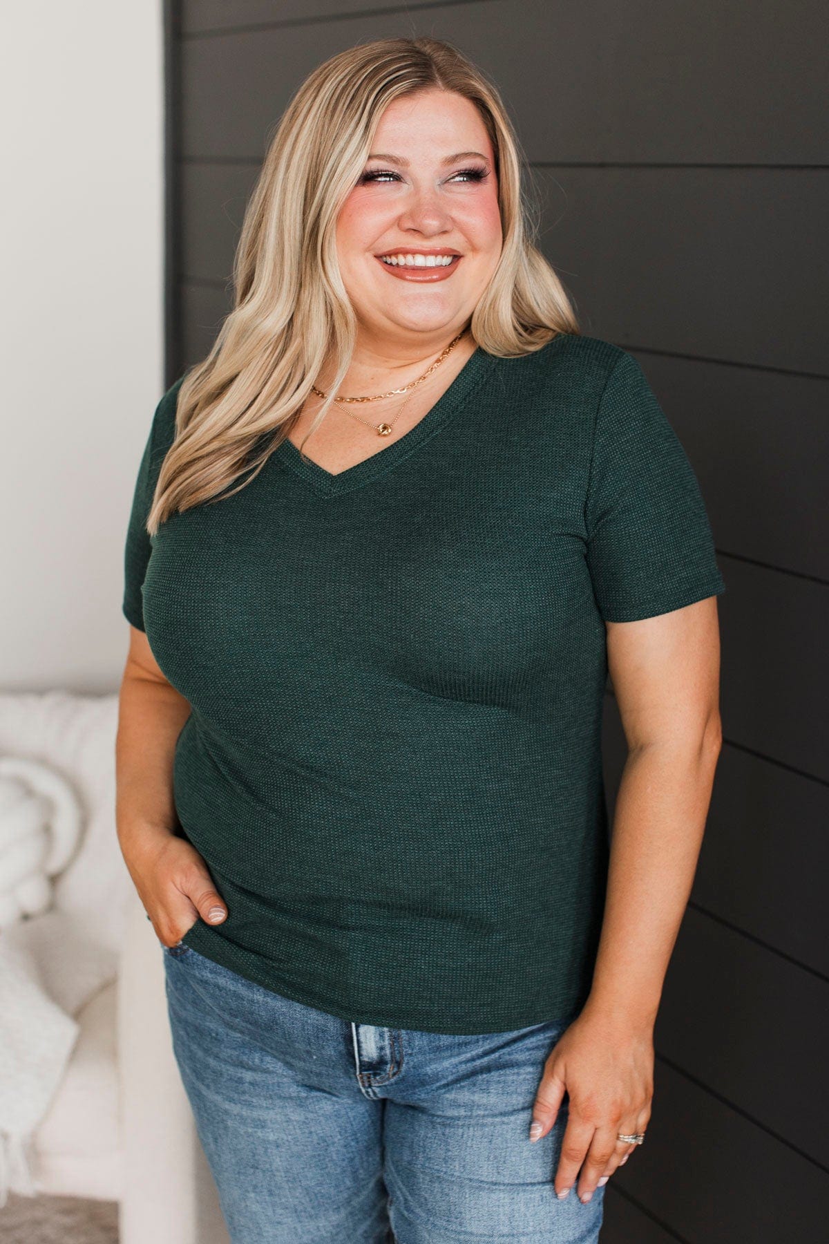 Infatuated Feelings Short Sleeve Top- Dark Green - Image 2