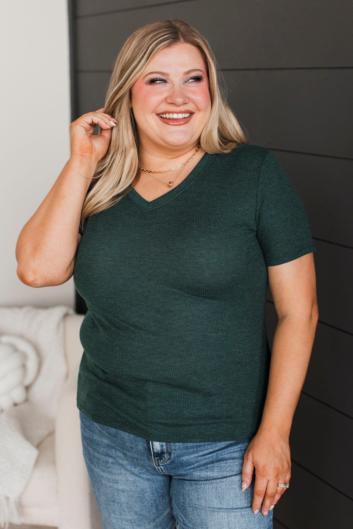 Infatuated Feelings Short Sleeve Top- Dark Green - Image 4