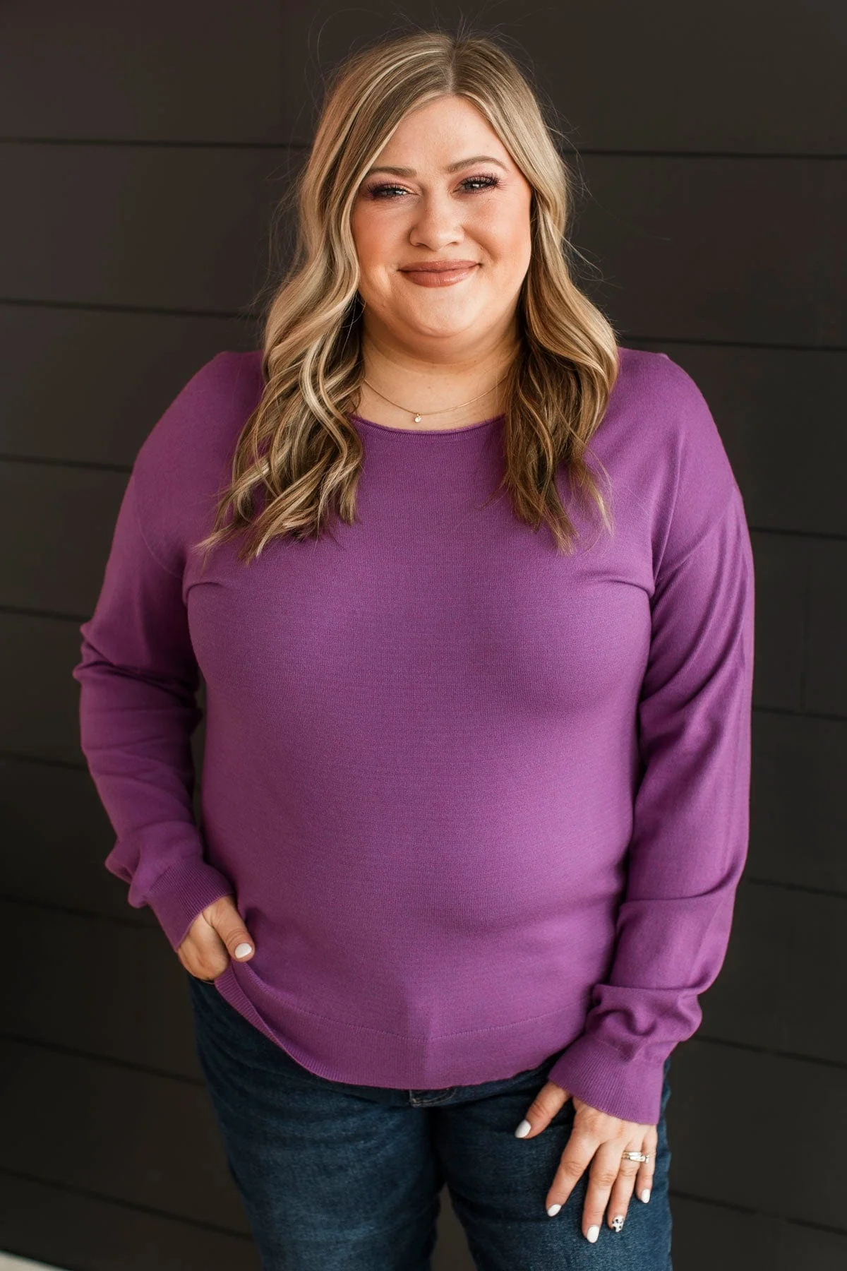 Infatuated With You Knit Sweater- Dark Orchid - Image 2