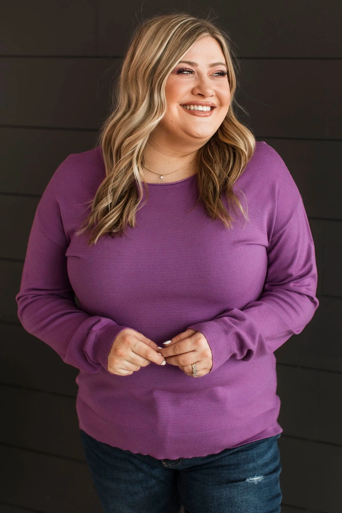 Infatuated With You Knit Sweater- Dark Orchid - Image 4