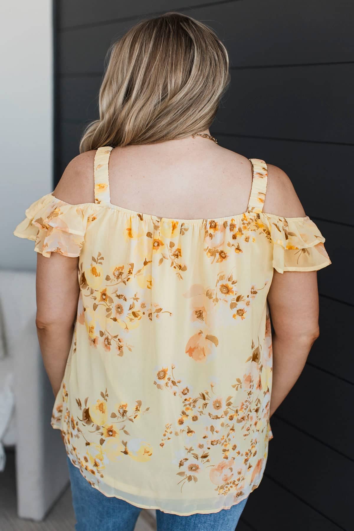 Infinite Beauty Off-The-Shoulder Ruffle Top- Light Yellow - Image 4