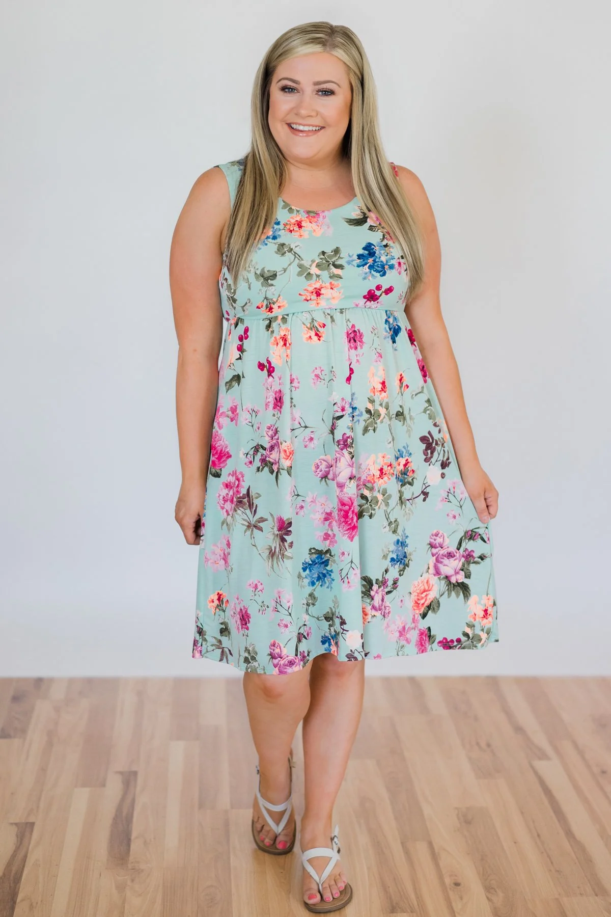 Infinite Flowers Dress- Mint - Image 2