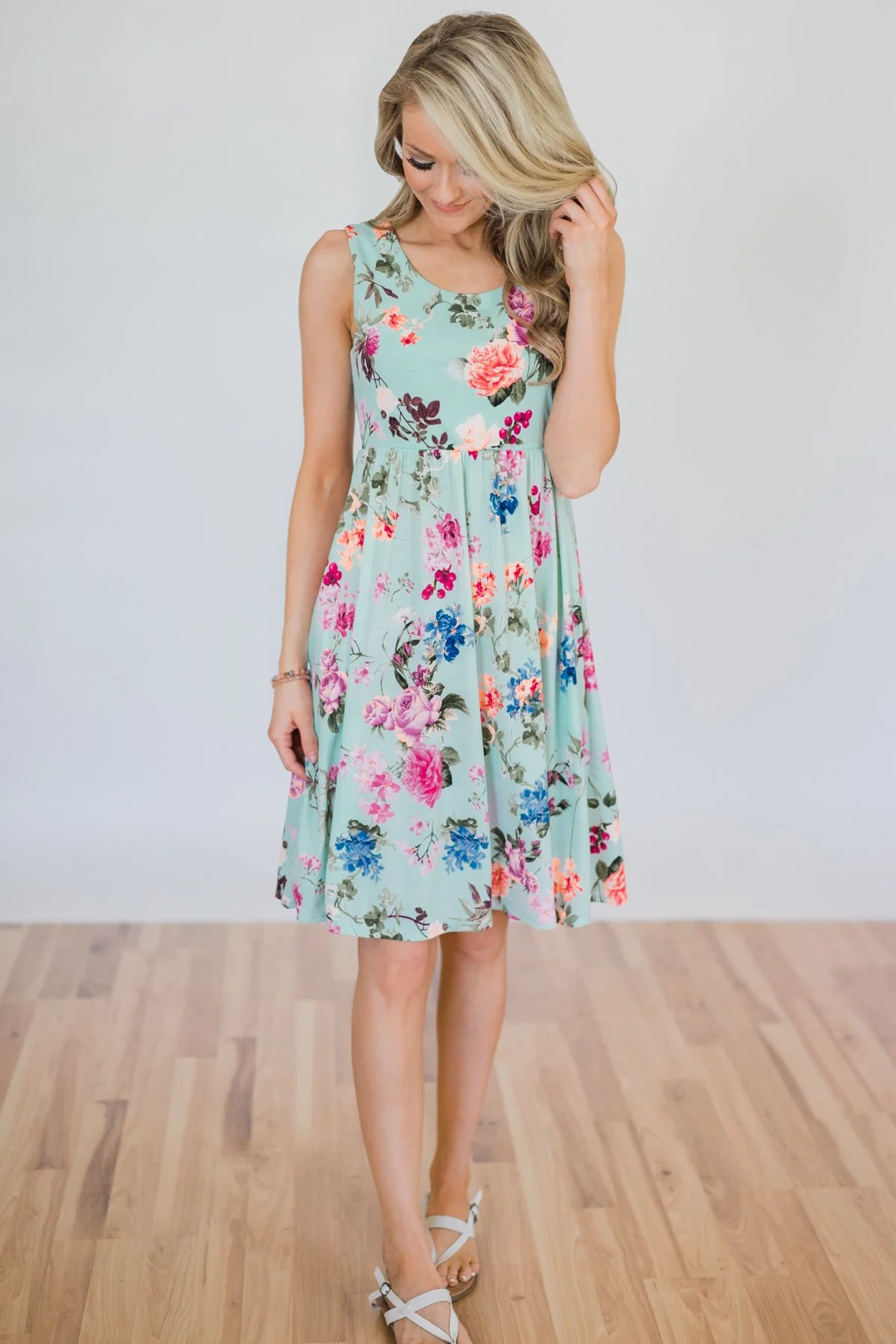 Infinite Flowers Dress- Mint - Image 5
