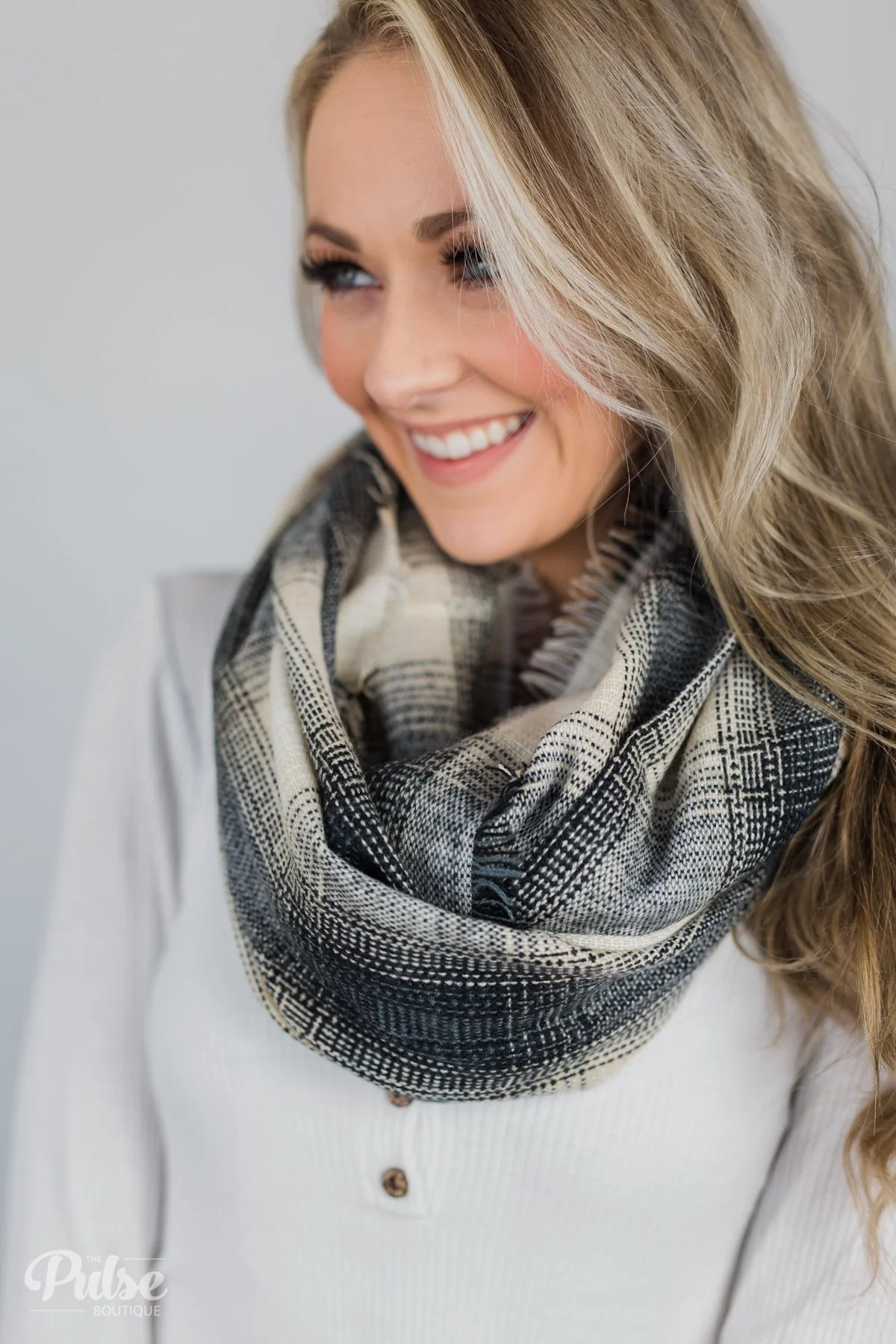 Infinity Scarf- Oatmeal, Slate, Black - Image 3