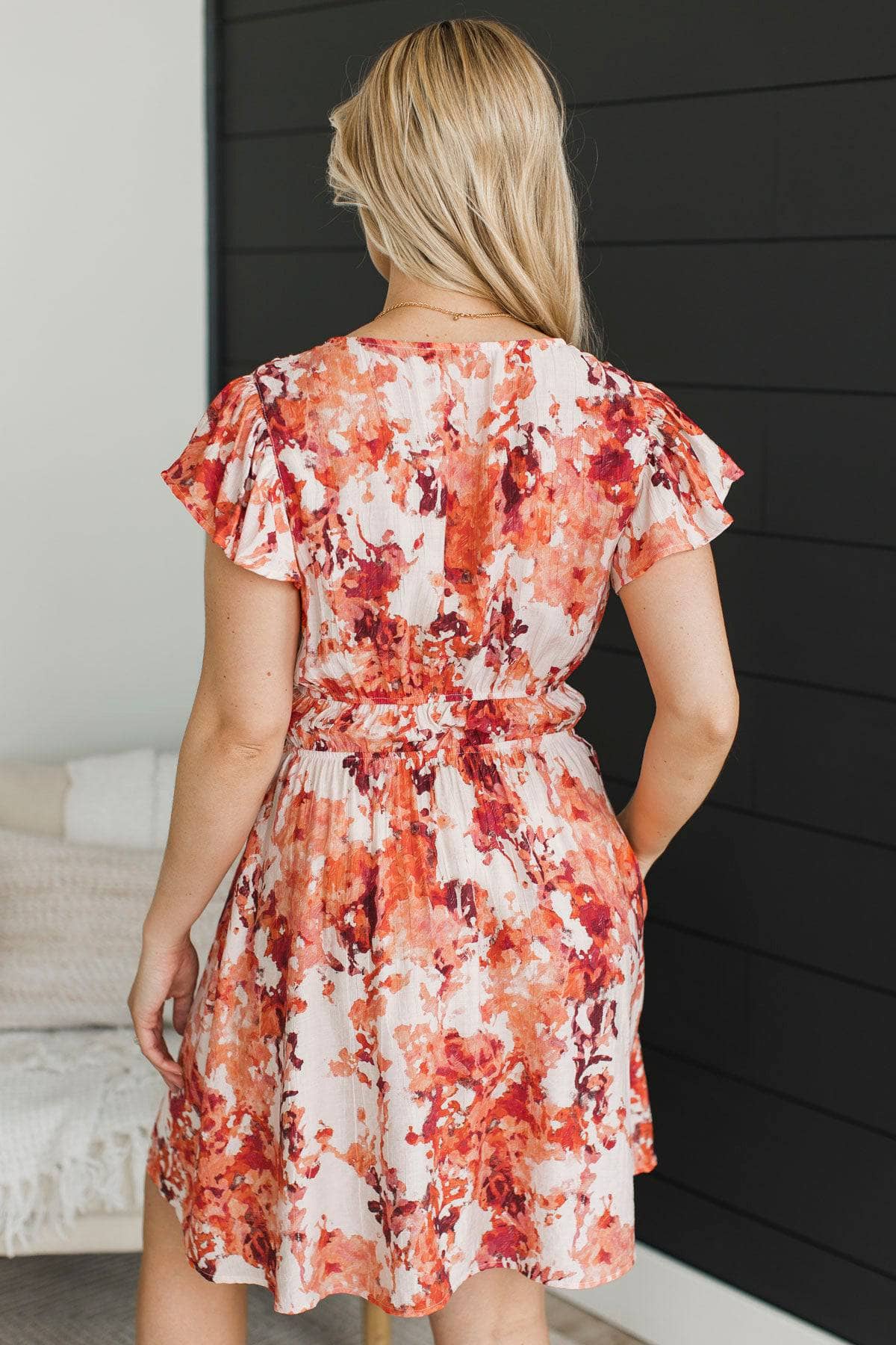 Influenced To Dance Floral Dress- Ivory & Coral - Image 6