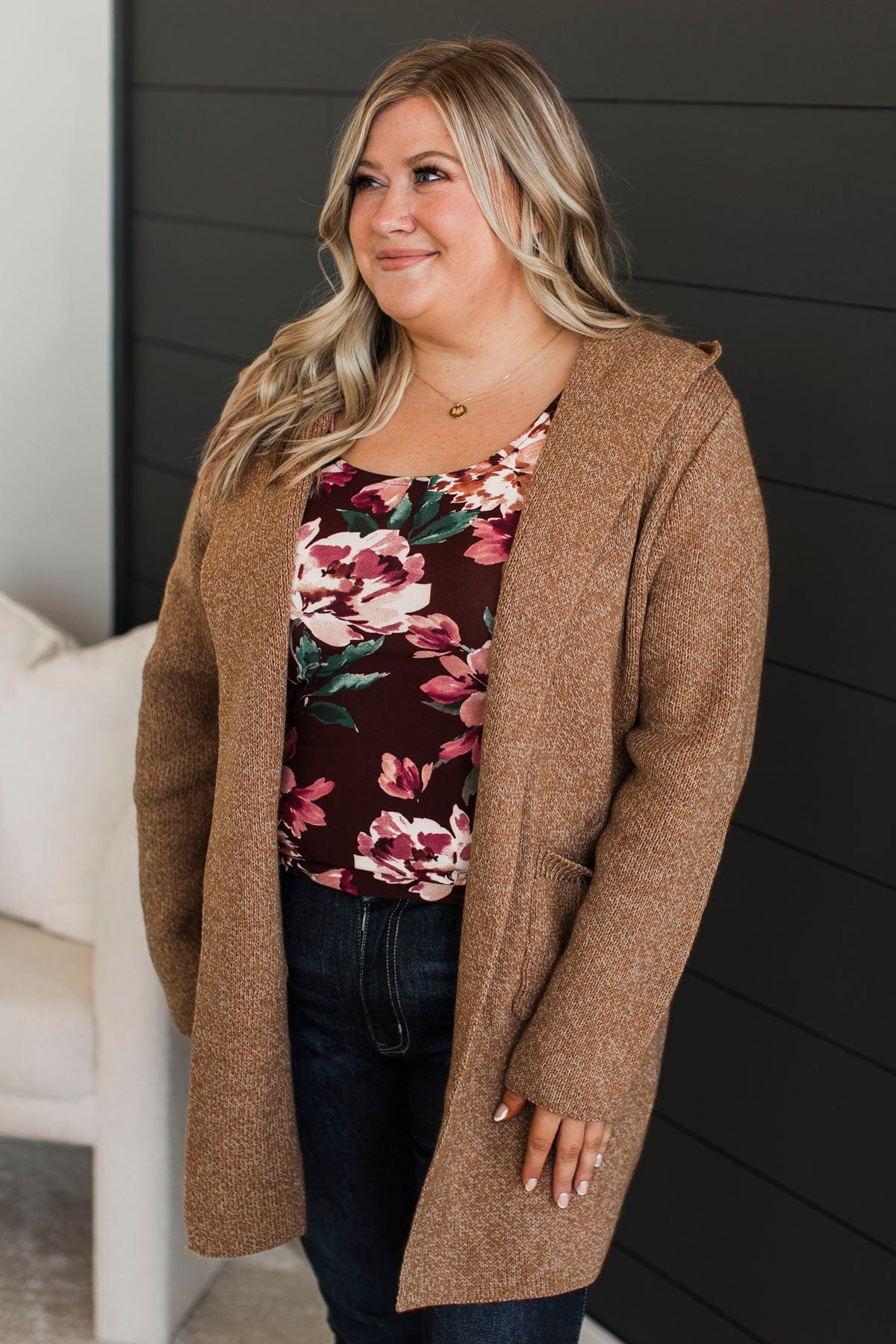 Inherent Joy Hooded Cardigan- Camel - Image 4