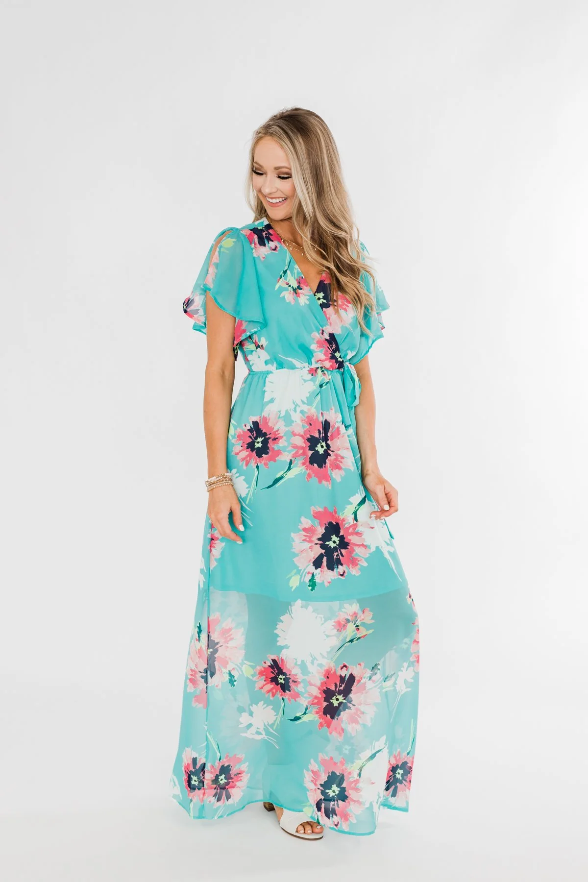 Inside The Dream Floral Maxi Dress- Mint - Image 3