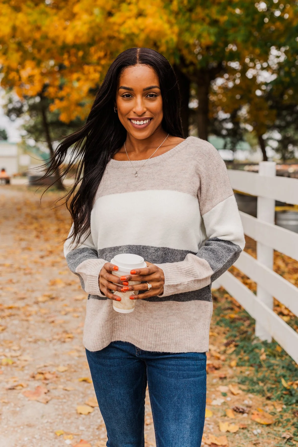Inspirational Sights Color Block Sweater- Beige & Charcoal - Image 10