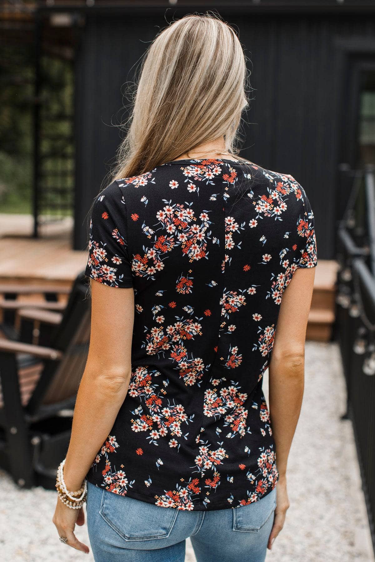 Inspire Others Short Sleeve Floral Top- Black - Image 9