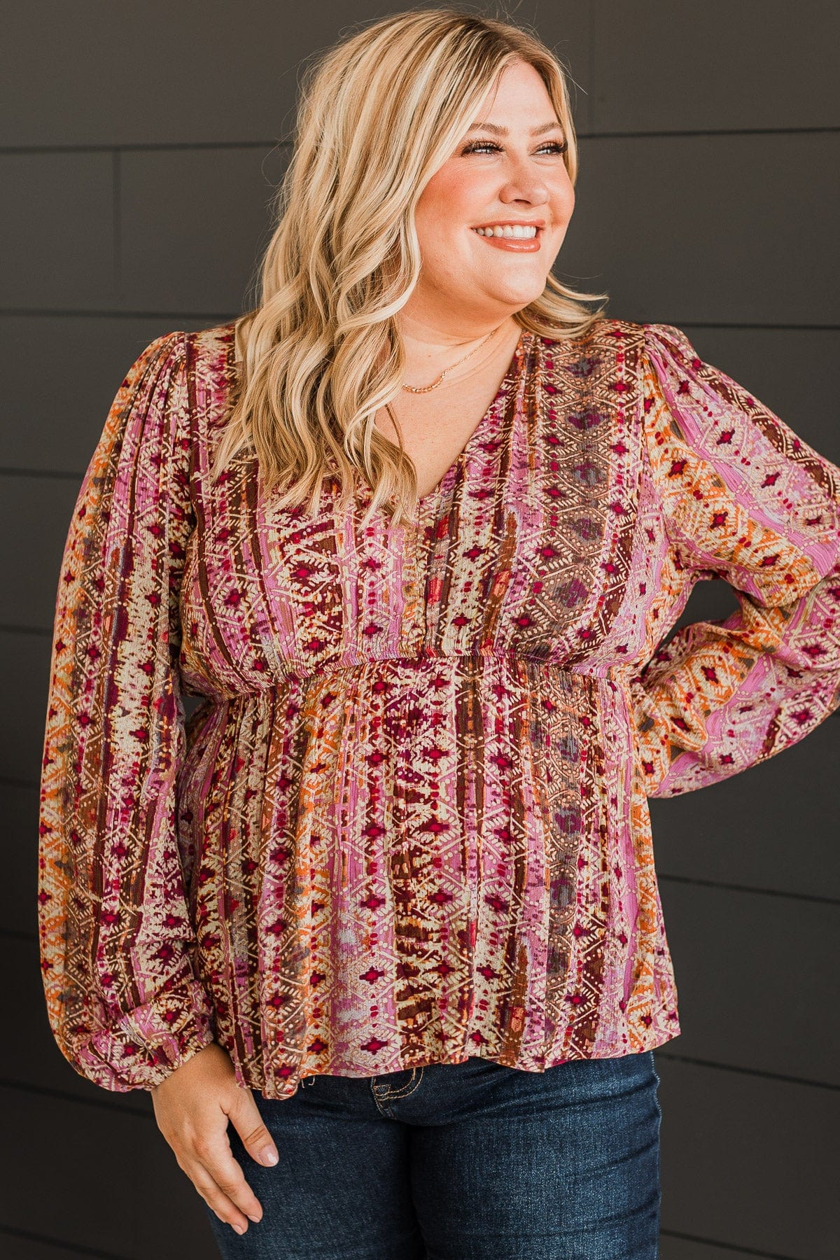 Inspired By You Printed Blouse- Orchid - Image 2