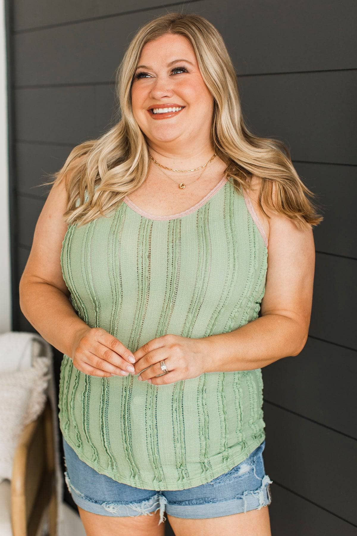 Inspiring Adoration Ruffle Tank Top- Light Sage - Image 2