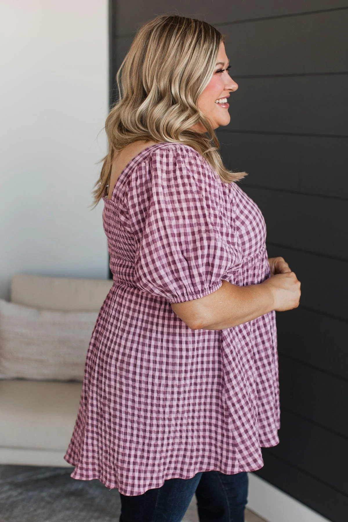 Inspiring Happiness Puff Sleeve Top- Mauve - Image 6