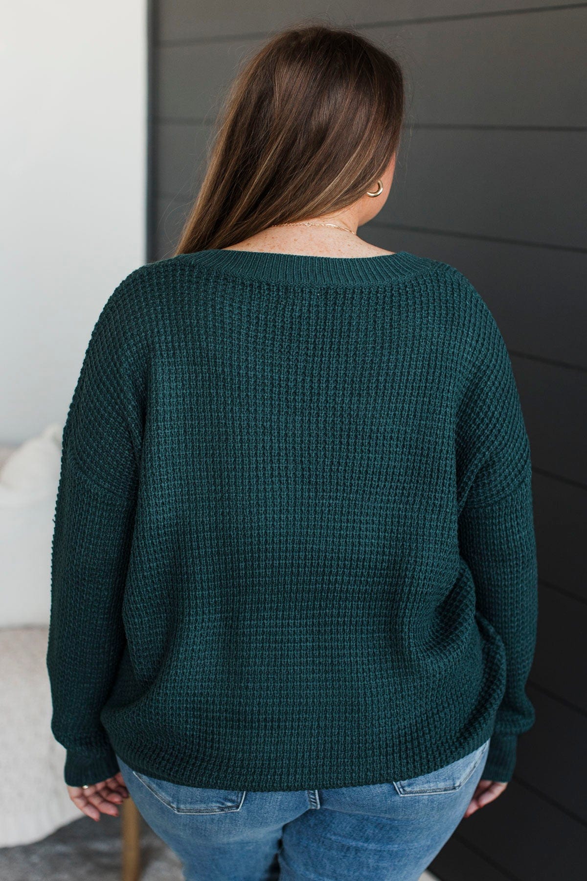 Inspiring Love V-Neck Sweater- Dark Teal - Image 8