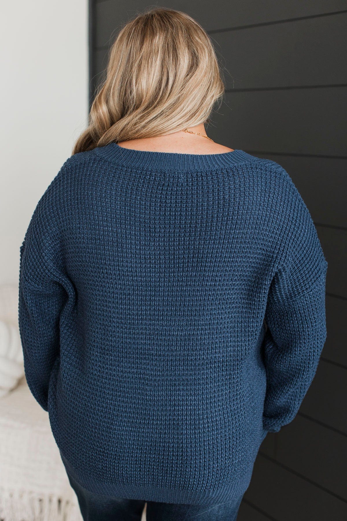 Inspiring Love V-Neck Sweater- Navy - Image 7