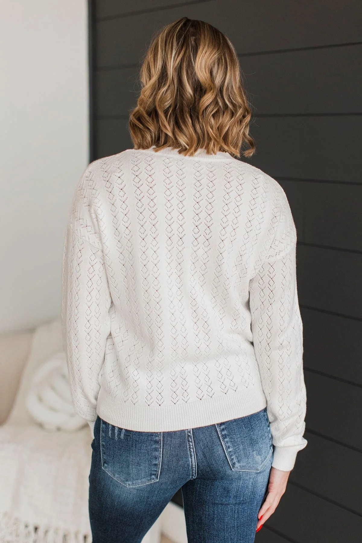 Inspiring Me Pointelle Knit Sweater- Ivory - Image 7