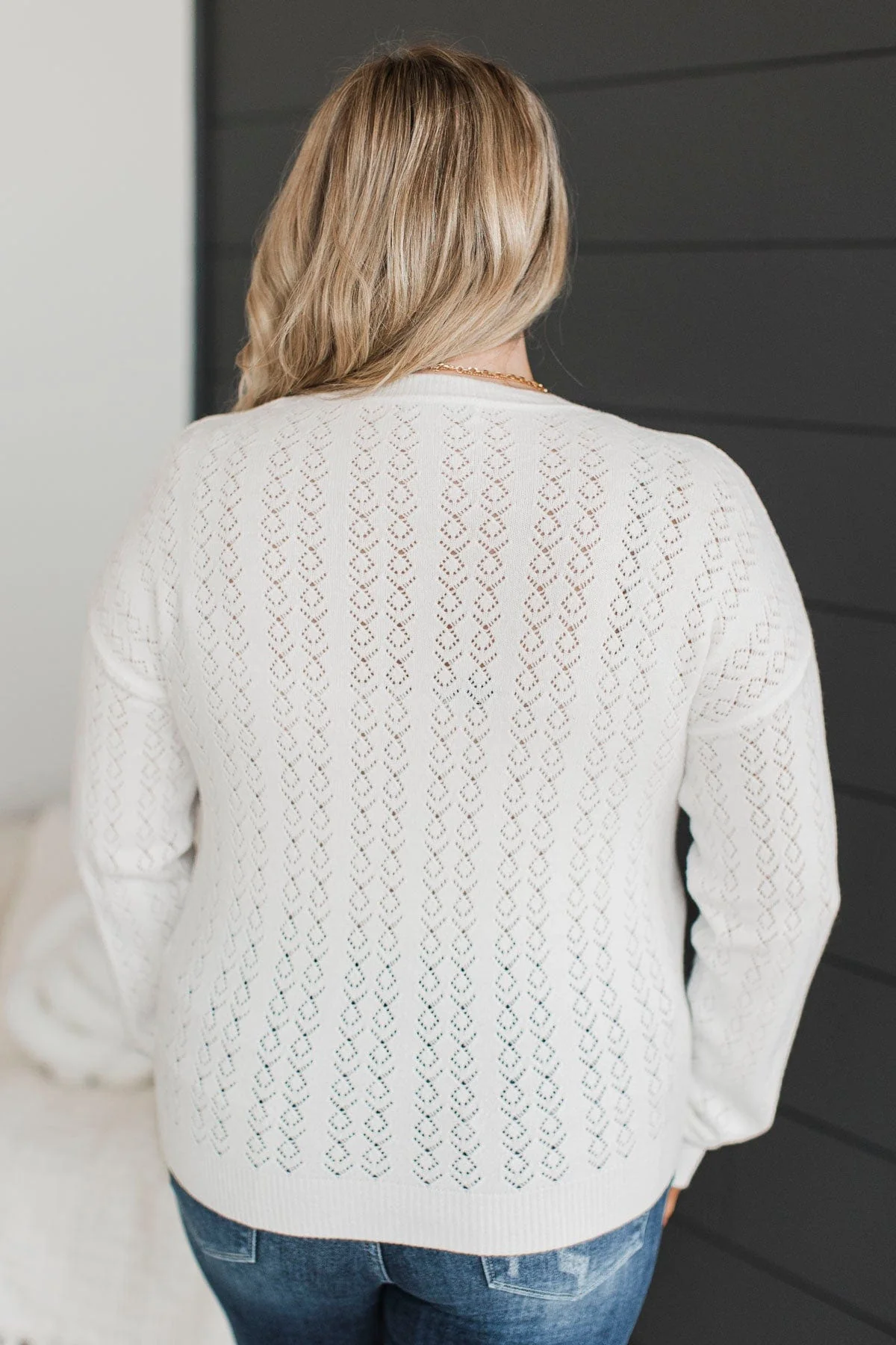 Inspiring Me Pointelle Knit Sweater- Ivory - Image 8